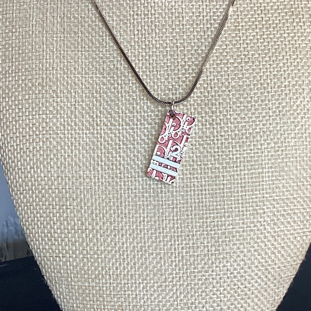 Dior Silver Necklace with Red Accent - Picture 2 of 3